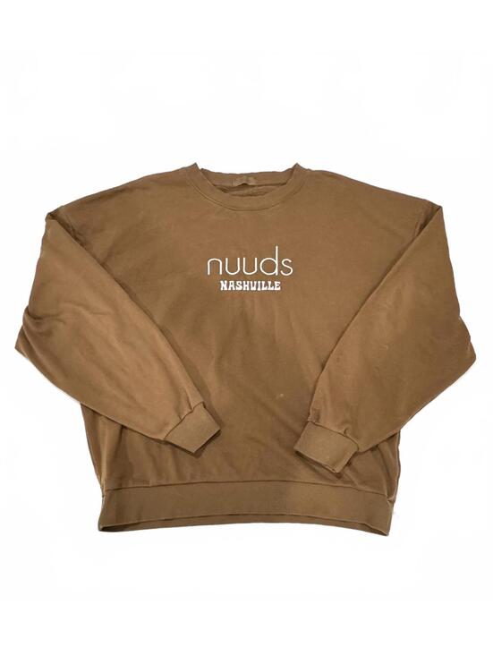 NUUDS Tops - NUUDS Nashville Pop-Up Chocolate Brown Embroidered Crewneck Sweatshirt Large